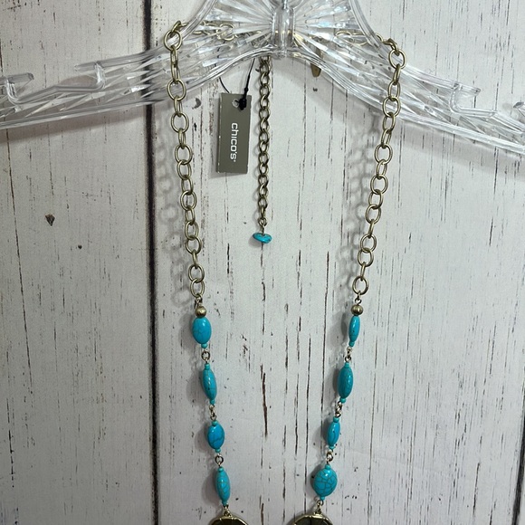 NWT Chico’s Coin & Turquoise Chain - Picture 7 of 14